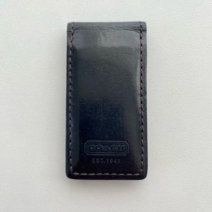 Coach black leather money clip